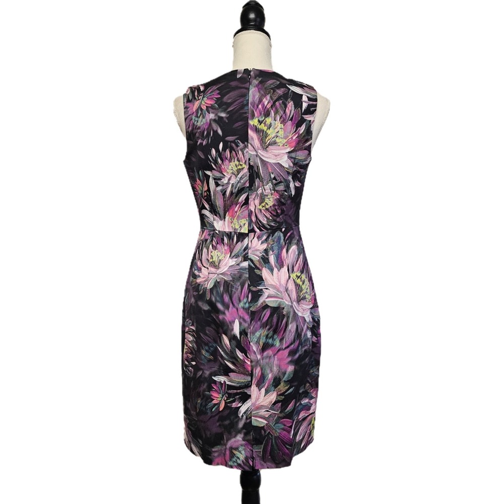 Trina Turk Watercolor Waterlily Black Floral Kurdson Sheath Dress Size 4‎ Office - Picture 5 of 8